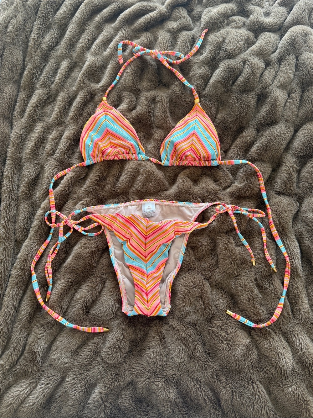PQ Swim Triangle Bikini Top & Tie Side Teeny Bikini Bottom